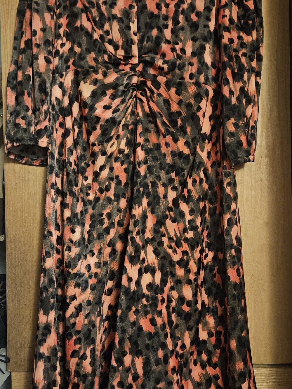 DKNY Black and Orange Abstract Print Dress